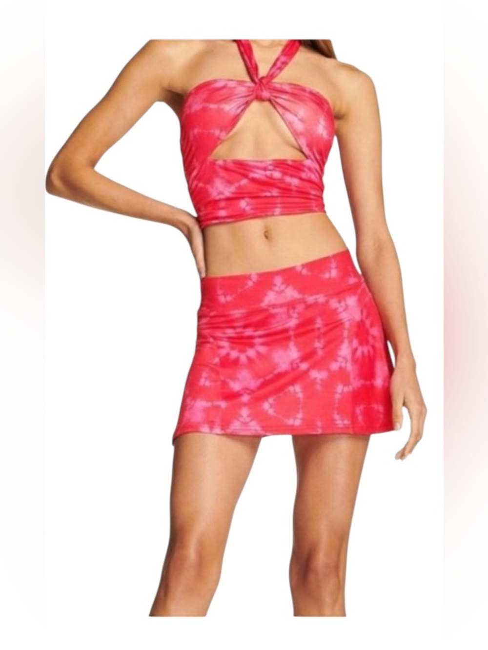 I.AM.GIA Like NEW Antheia Red/Pink Tie Dye Mini Micro Circle Skirt- XS